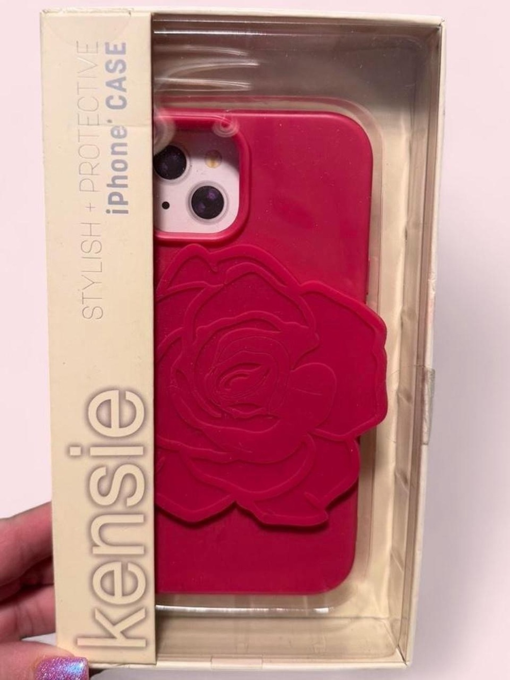 Kensie Hot Pink Rose iPhone Case with Raised Floral Design